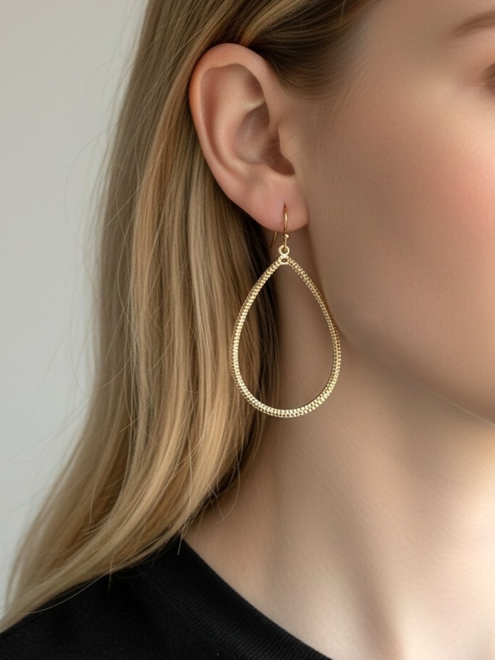 Gold Teardrop Hoop Earrings - Elegant Women's Jewelry